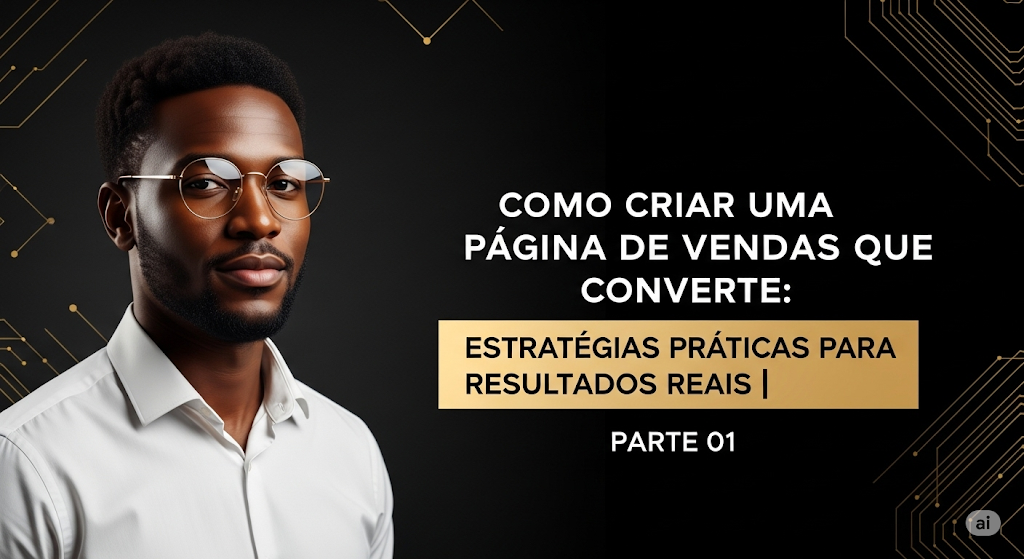 Empresário feliz ao lado do Texto "Como criar uma página de Vendas que Converte" - TX Marketing - João Rosacruz